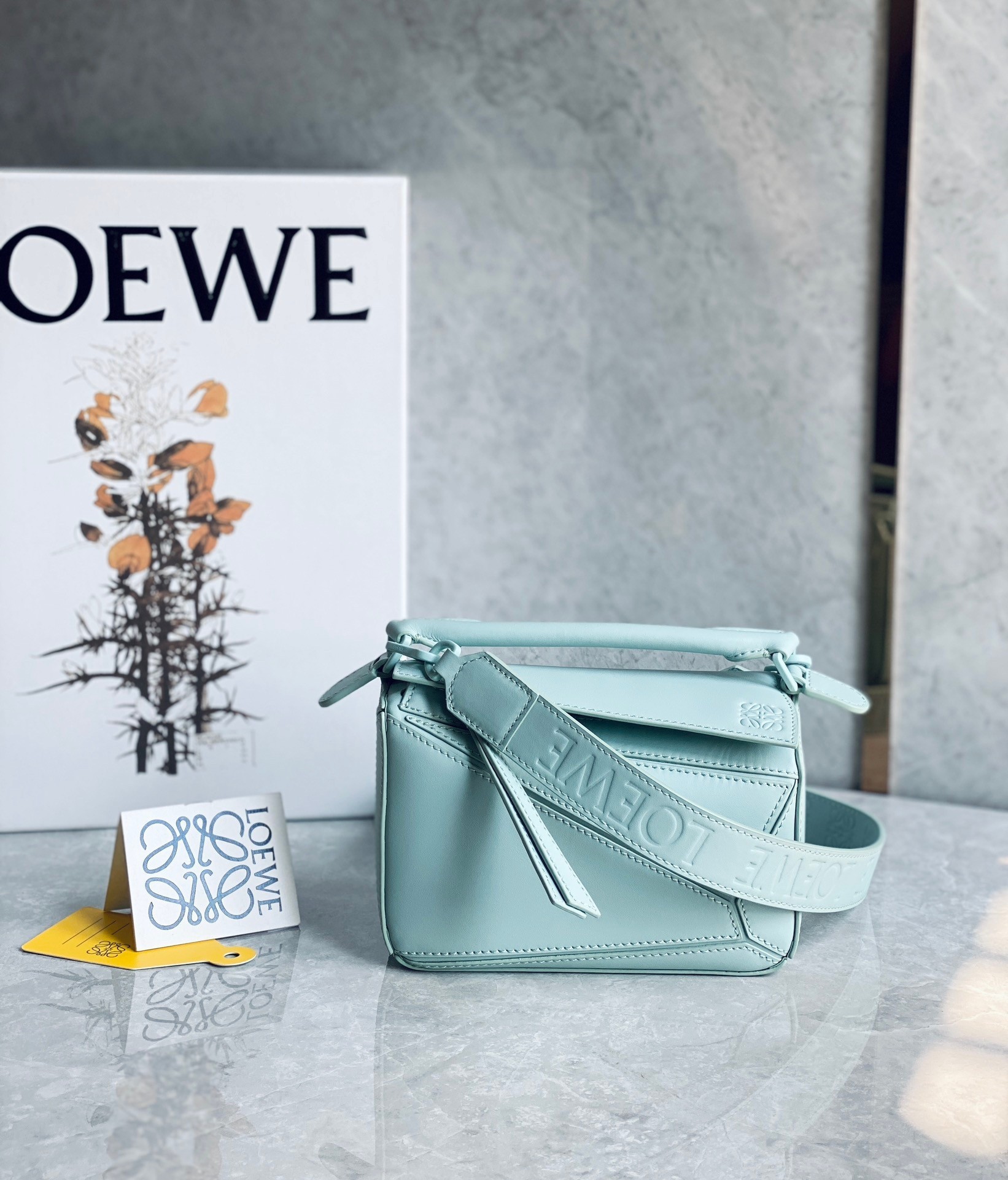 Loewe Puzzle Mini Bag In Aquamarine Satin Calfskin 365