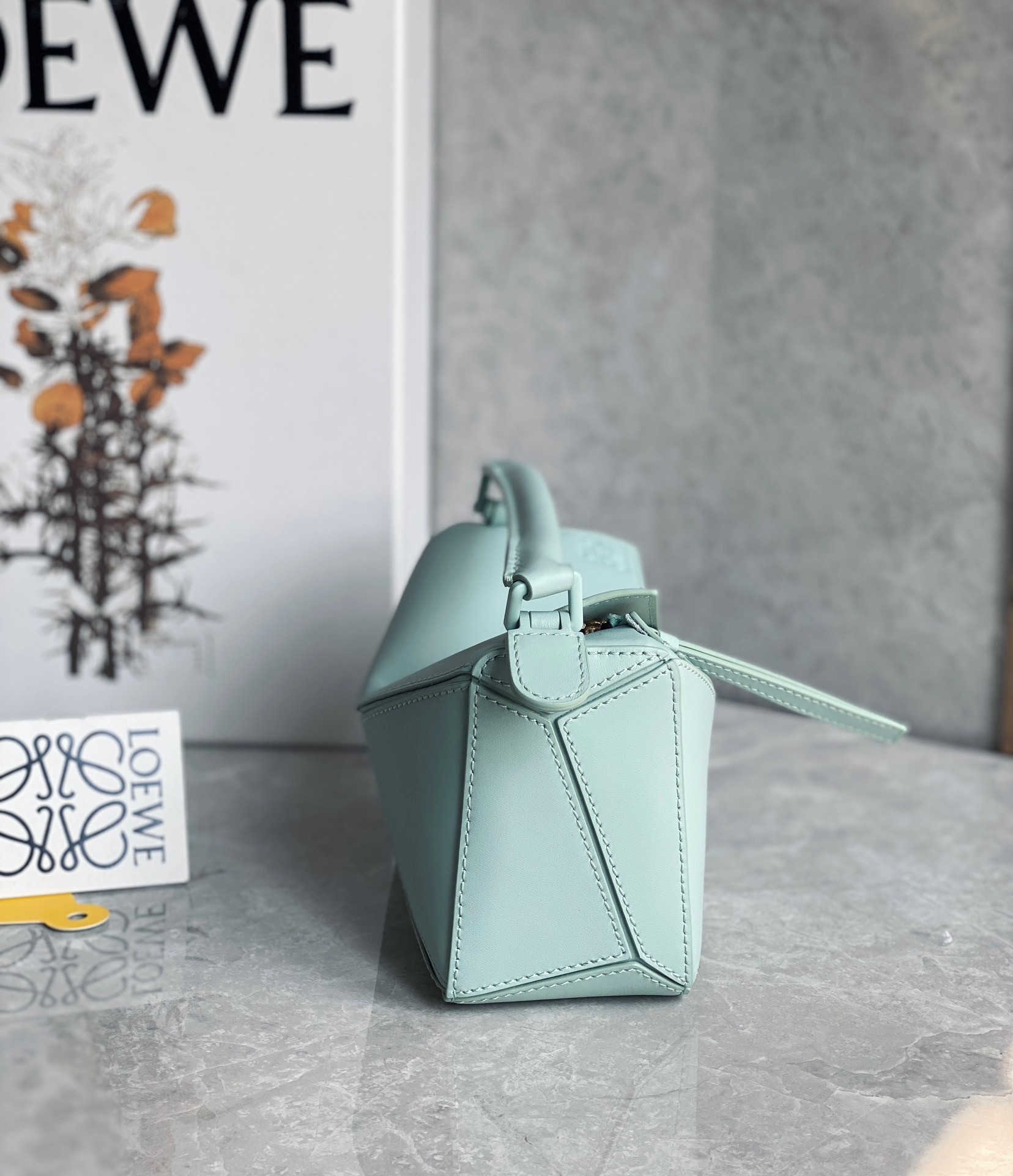 Loewe Puzzle Mini Bag In Aquamarine Satin Calfskin 365