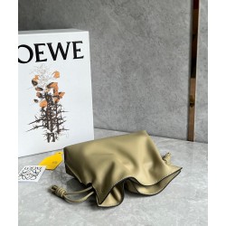 Loewe Mini Flamenco Clutch Bag In Clay Green Calfskin 088