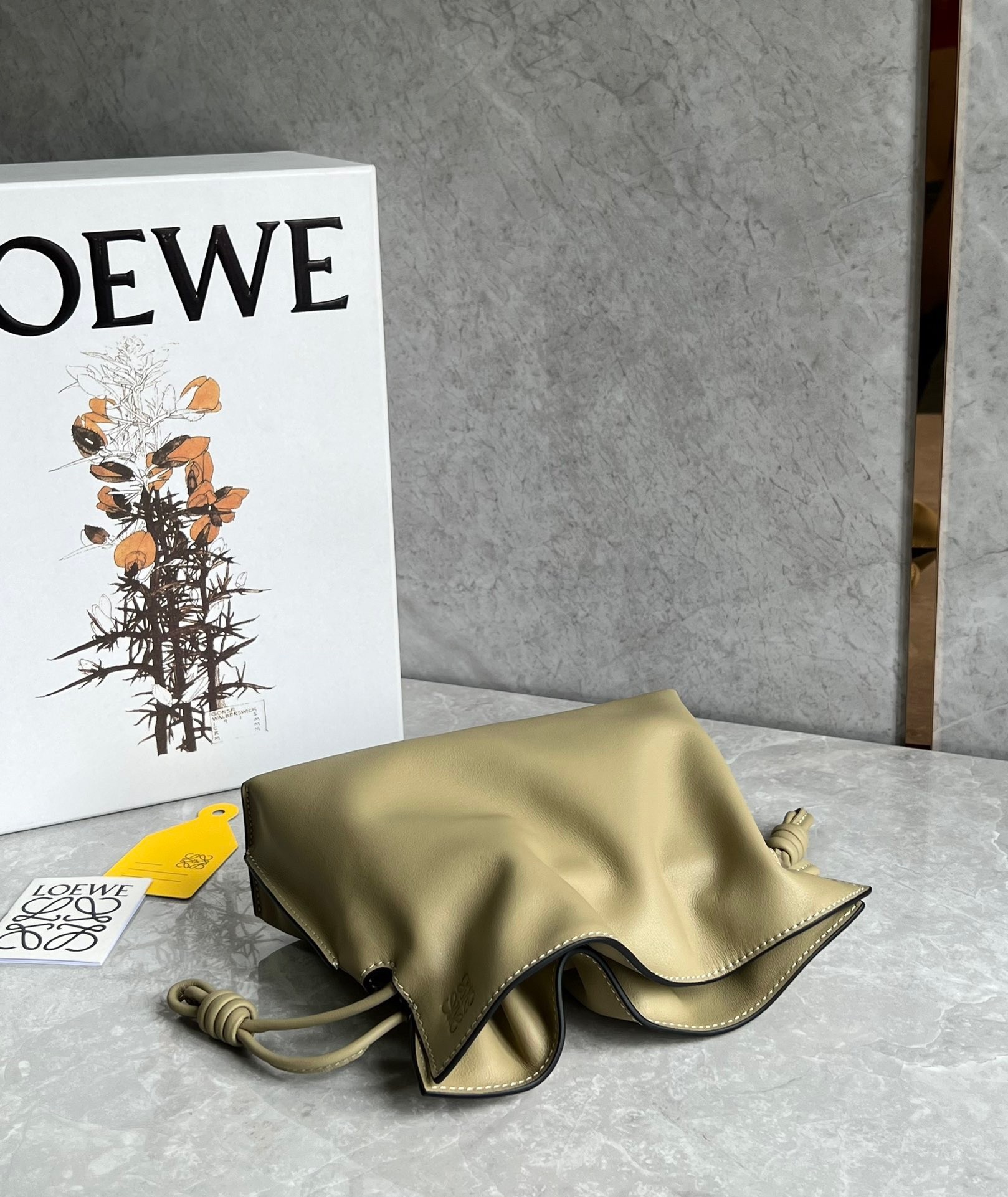 Loewe Mini Flamenco Clutch Bag In Clay Green Calfskin 088