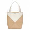 Loewe Mini Puzzle Fold Tote Bag in White/Beige Calfskin 113