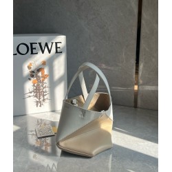 Loewe Mini Puzzle Fold Tote Bag in White/Beige Calfskin 113