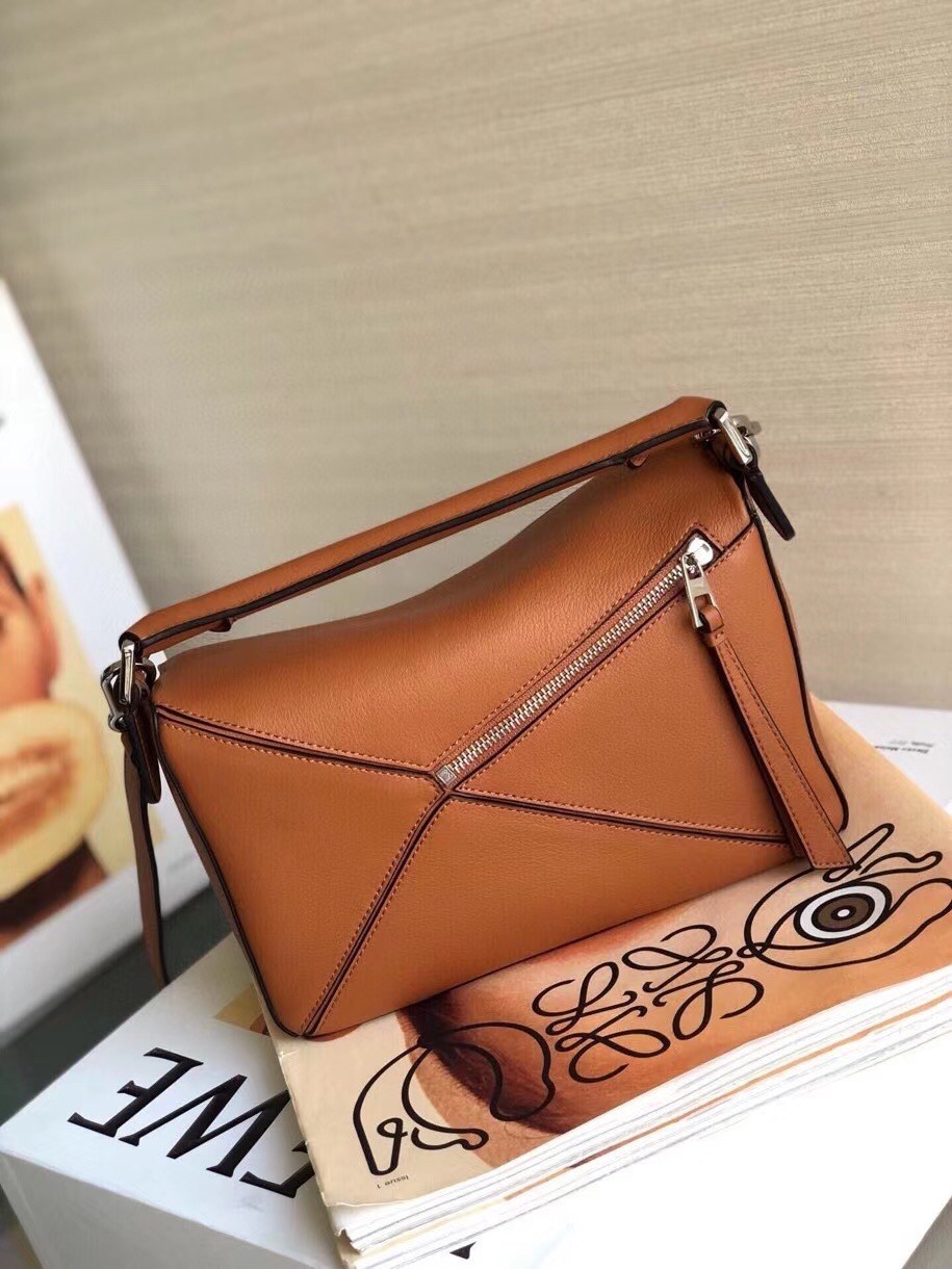 Loewe Small Puzzle Bag In Brown Calfskin Leather 143