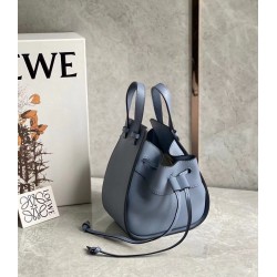 Loewe Mini Hammock Drawstring Bag In Blue Calfskin 174