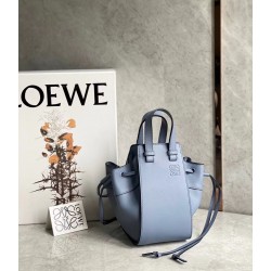 Loewe Mini Hammock Drawstring Bag In Blue Calfskin 174