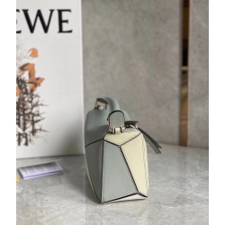 Loewe Puzzle Mini Bag In Grey/Cream/White Calfskin 205