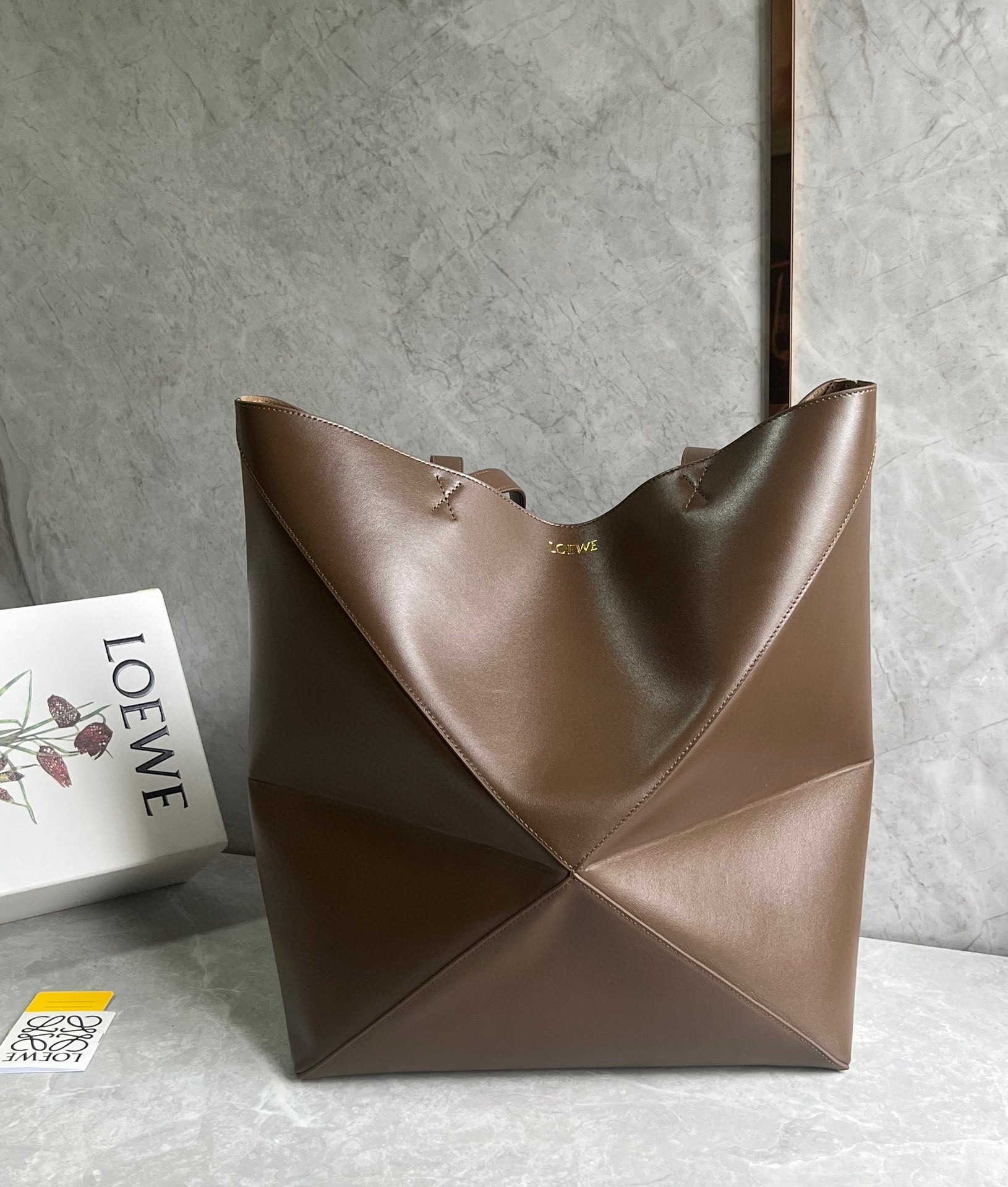 Loewe Large Puzzle Fold Tote Bag in Umber Calfskin 249