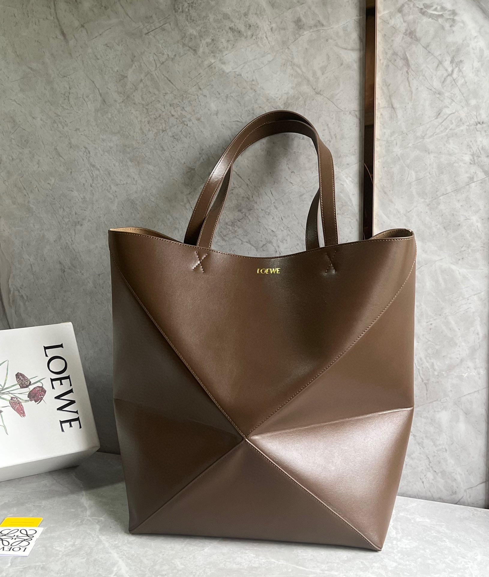 Loewe Large Puzzle Fold Tote Bag in Umber Calfskin 249