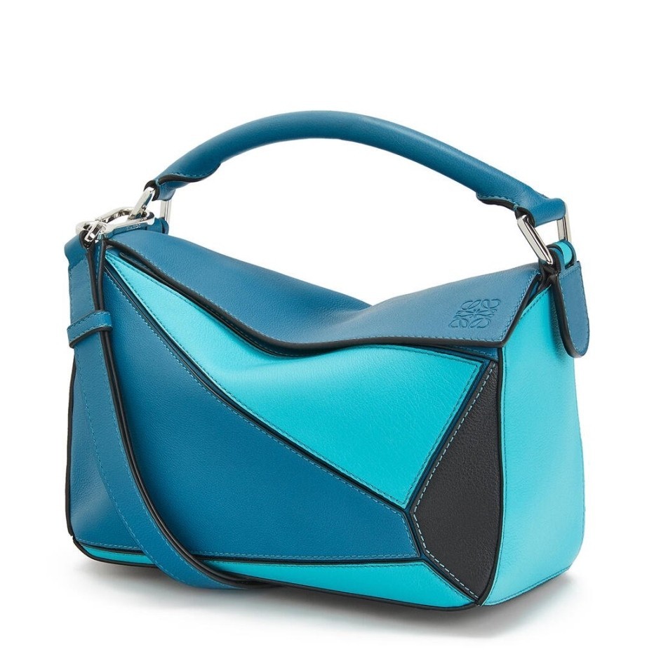 Loewe Small Puzzle Bag In Lagoon/Black/Blue Calfskin 292