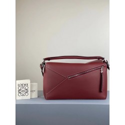 Loewe Large Puzzle Bag In Bordeaux Calfskin 324