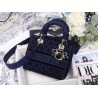 Dior Medium Lady D-Lite Bag In Blue Embroidered Velvet 491