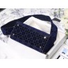 Dior Medium Lady D-Lite Bag In Blue Embroidered Velvet 491