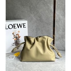 Loewe Flamenco Clutch Bag In Clay Green Calfskin 268