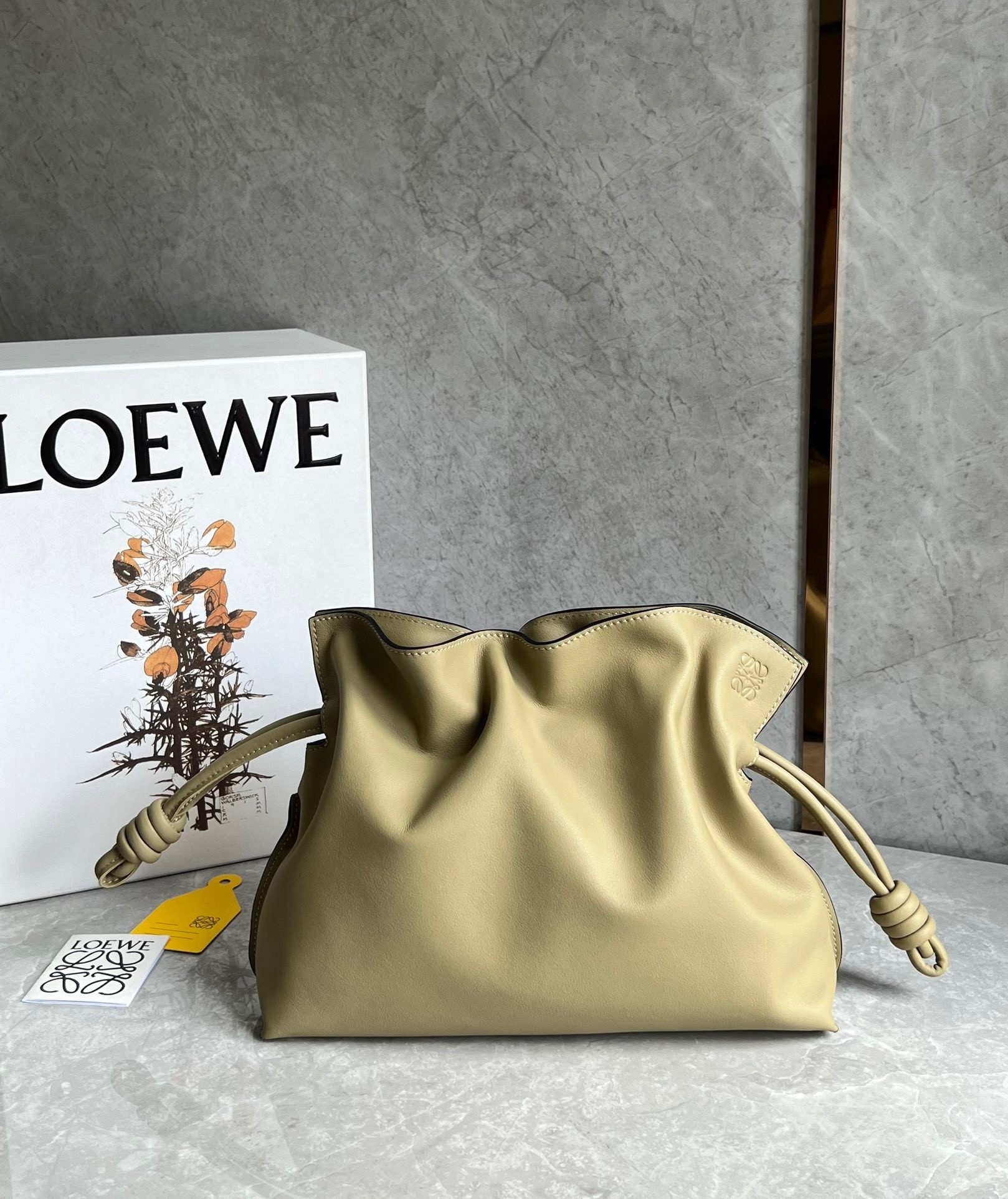 Loewe Flamenco Clutch Bag In Clay Green Calfskin 268