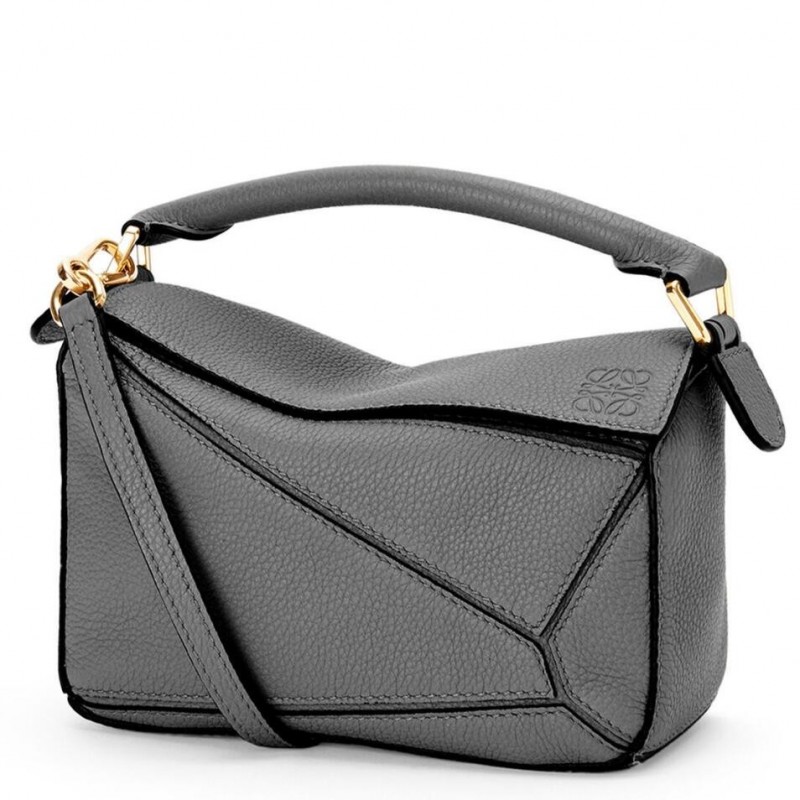 Loewe Puzzle Mini Bag In Asphalt Grey Grained Calfskin 373