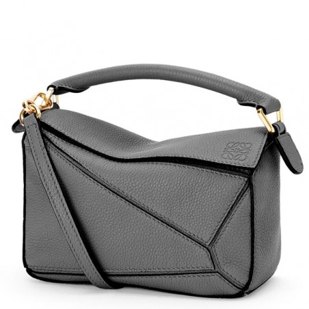 Loewe Puzzle Mini Bag In Asphalt Grey Grained Calfskin 373