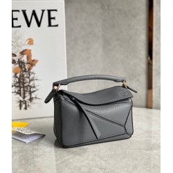 Loewe Puzzle Mini Bag In Asphalt Grey Grained Calfskin 373