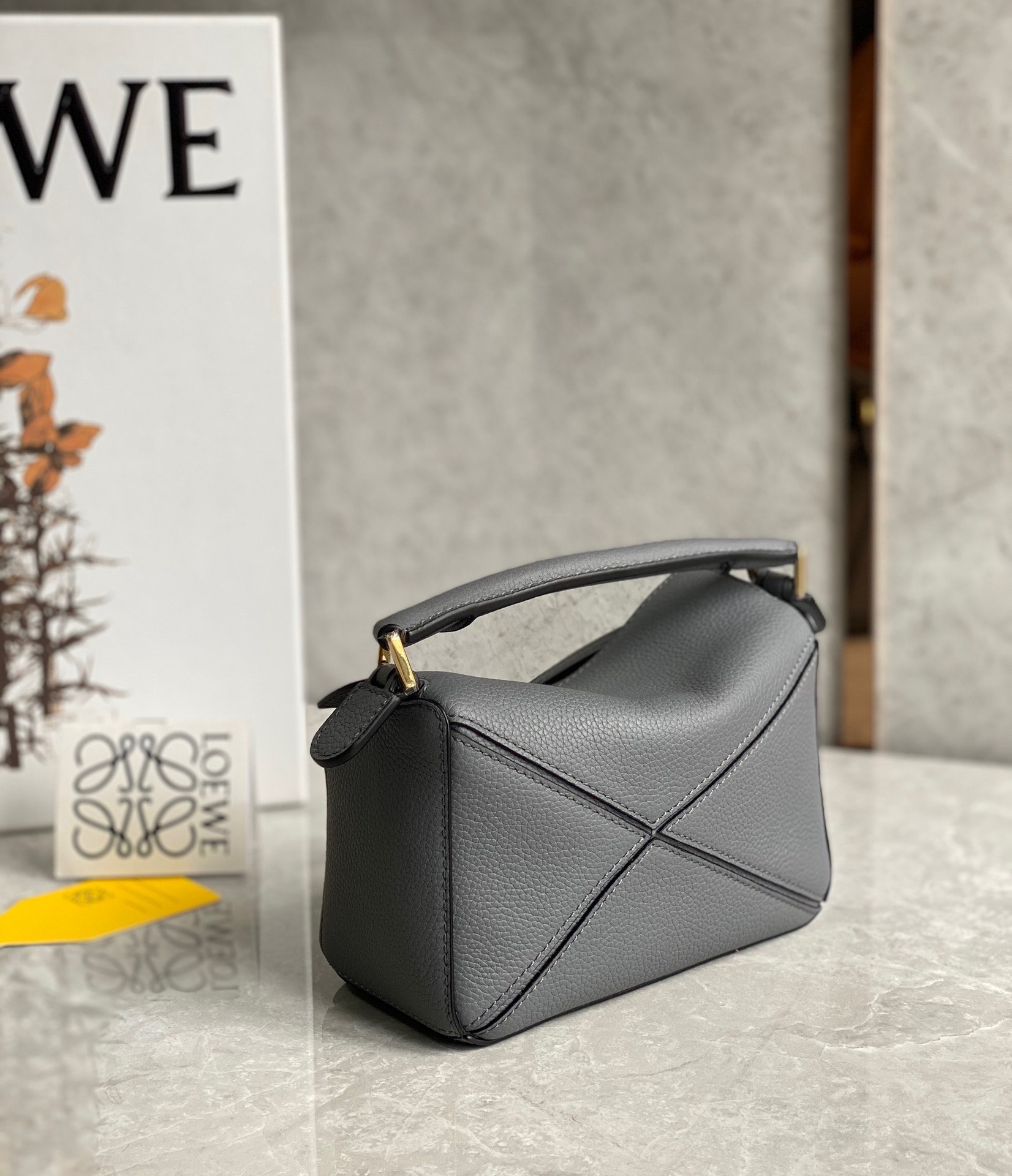 Loewe Puzzle Mini Bag In Asphalt Grey Grained Calfskin 373