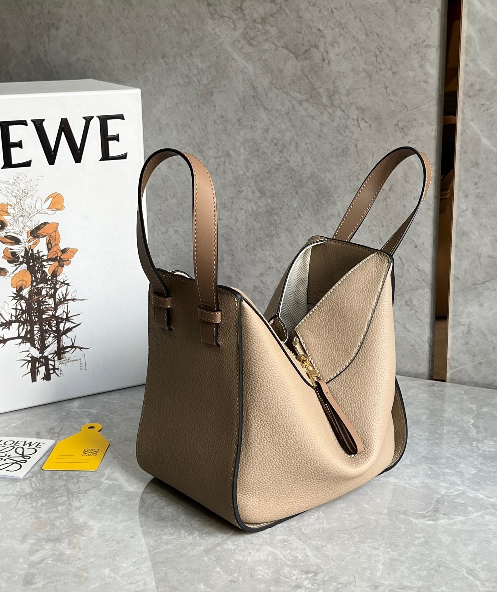 Loewe Compact Hammock Bag in Sand Grained Calfskin 394