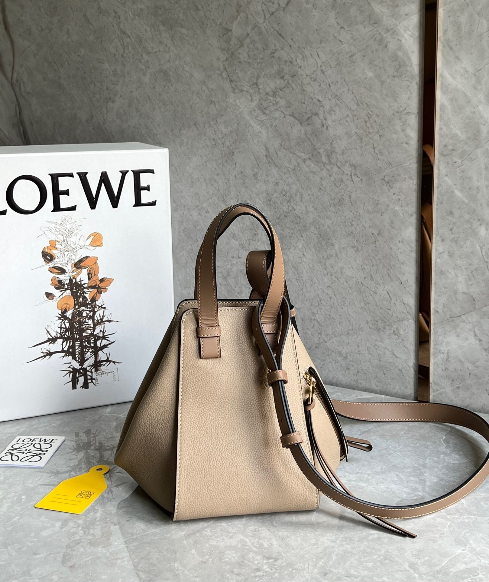 Loewe Compact Hammock Bag in Sand Grained Calfskin 394