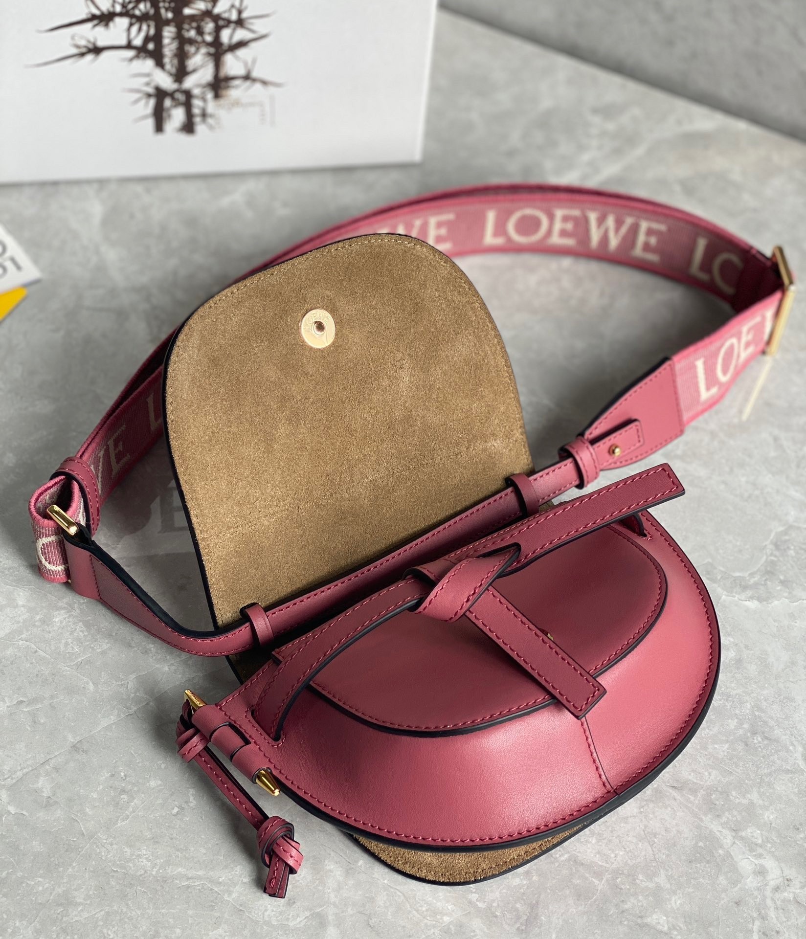 Loewe Mini Gate Dual Bag In Plumrose Calfskin 429