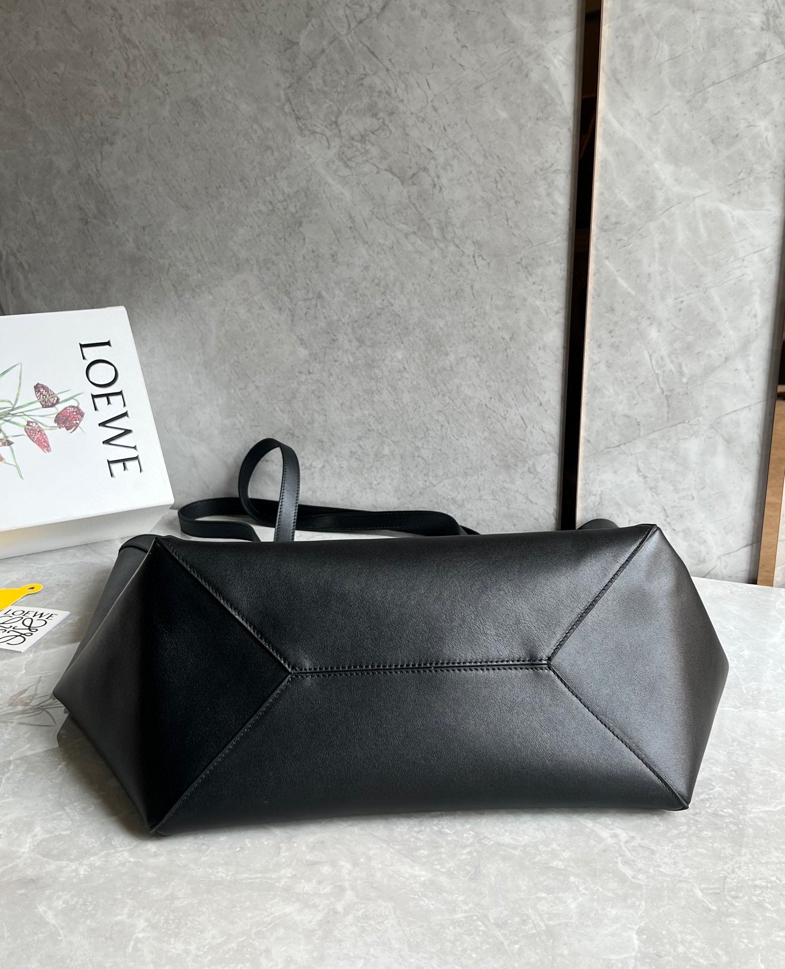 Loewe Large Puzzle Fold Tote Bag in Black Calfskin 464