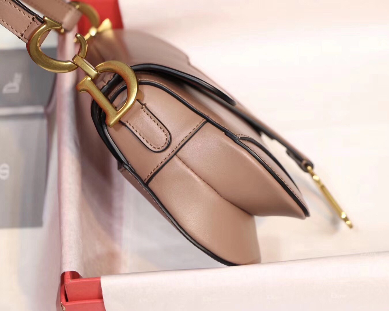 Dior Mini Saddle Bag In Nude Calfskin 516