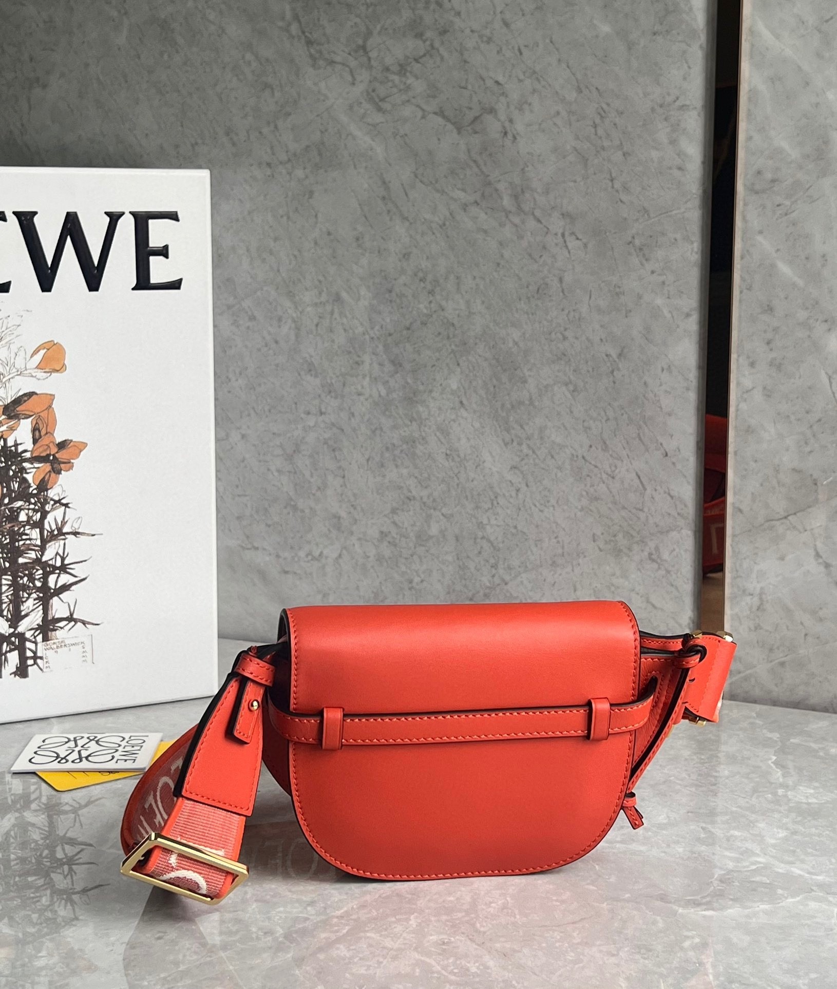 Loewe Gate Dual Mini Bag in Sunrise Orange Calfskin 518