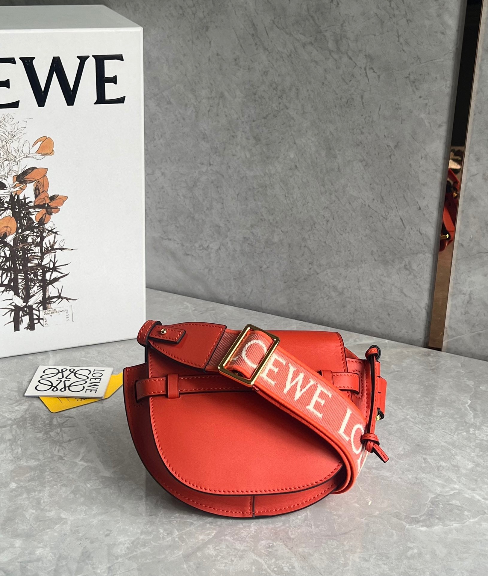 Loewe Gate Dual Mini Bag in Sunrise Orange Calfskin 518