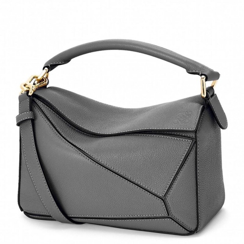 Loewe Puzzle Small Bag In Asphalt Grey Grained Leather 587