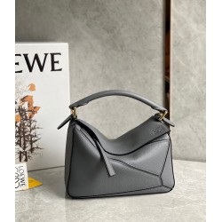 Loewe Puzzle Small Bag In Asphalt Grey Grained Leather 587