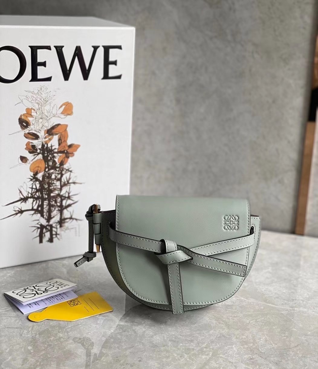 Loewe Mini Gate Dual Bag In Ash Grey Calfskin 773