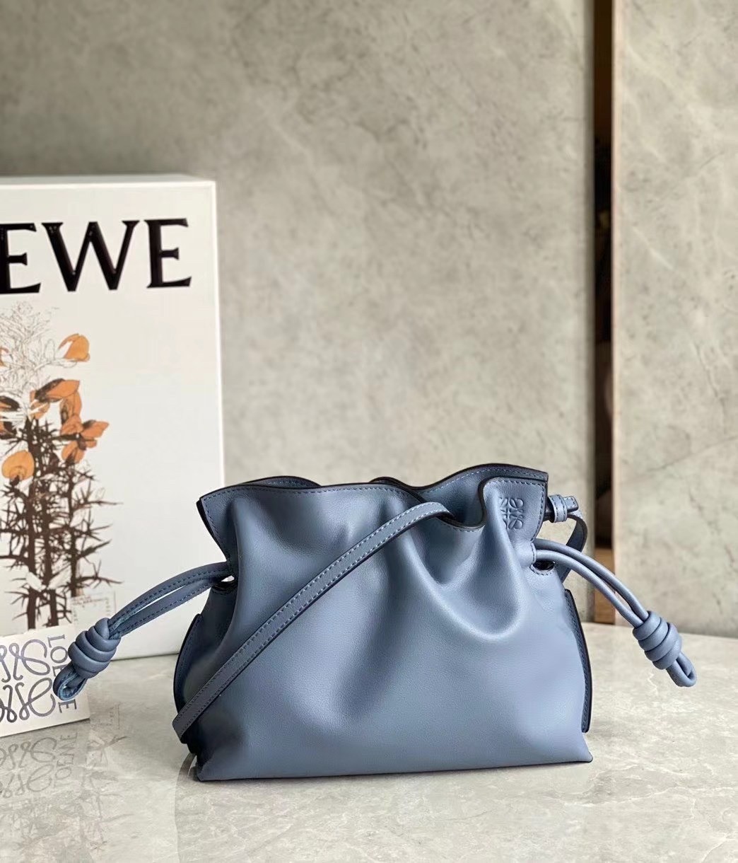 Loewe Flamenco Mini Clutch In Atlantic Blue Nappa Leather 834