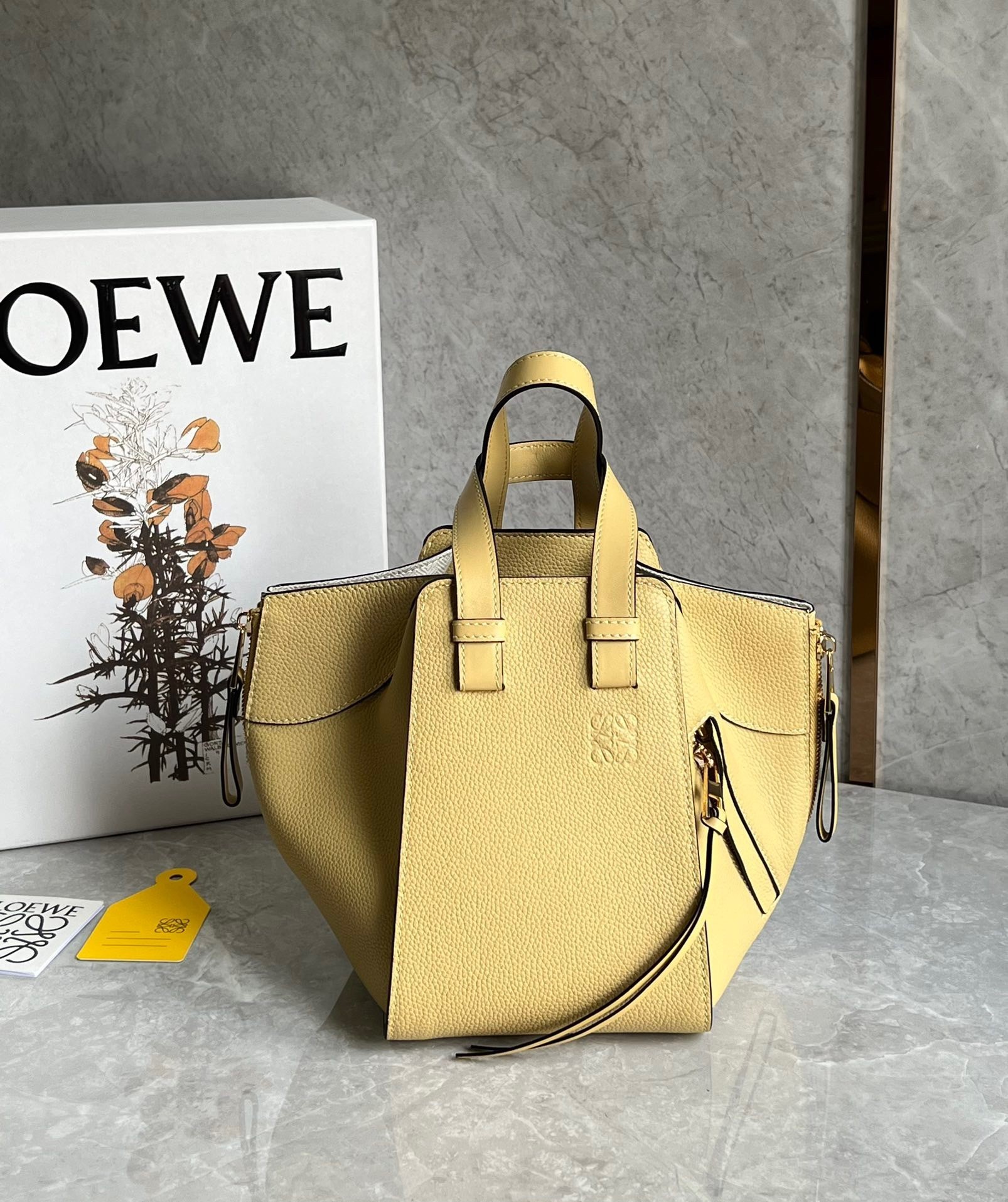 Loewe Compact Hammock Bag in Dark Butter Grained Calfskin  377