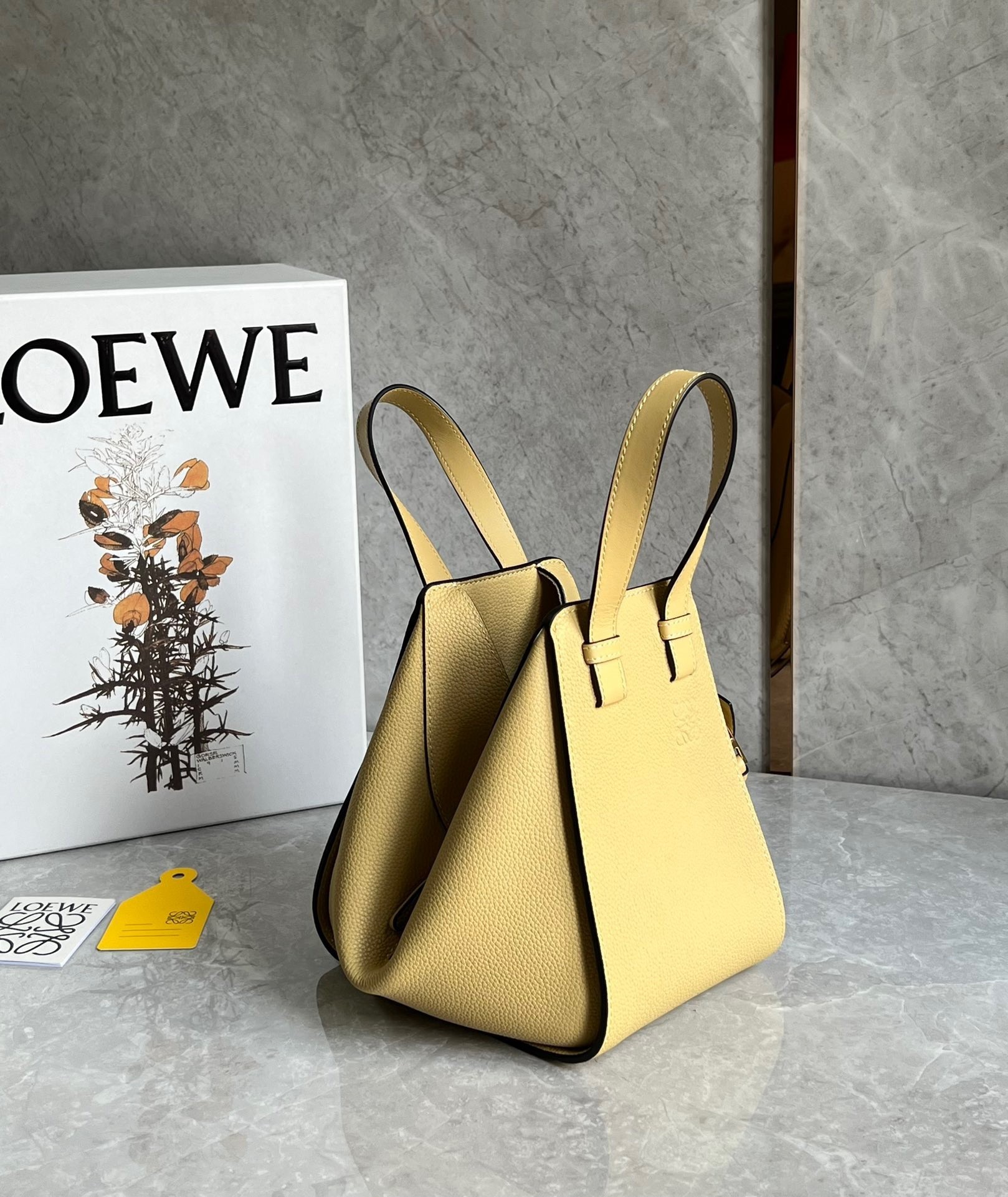 Loewe Compact Hammock Bag in Dark Butter Grained Calfskin  377