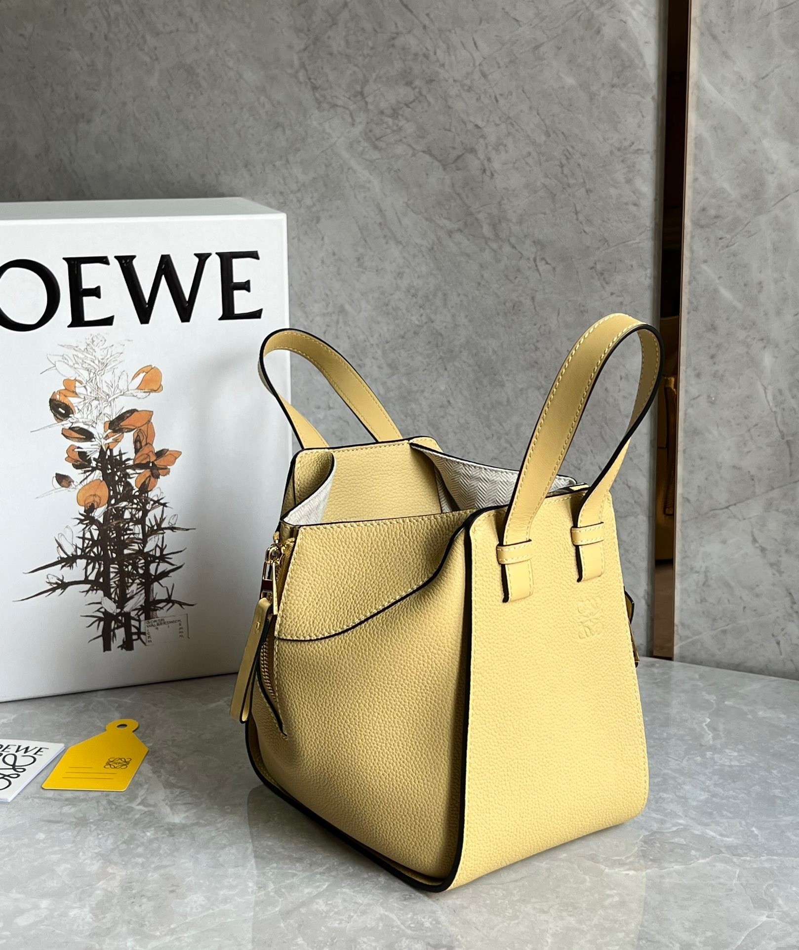 Loewe Compact Hammock Bag in Dark Butter Grained Calfskin  377