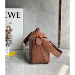 Loewe Puzzle Small Bag In Brown Satin Calfskin 414