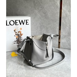 Loewe Compact Hammock Bag in Pearl Grey Grained Calfskin 484