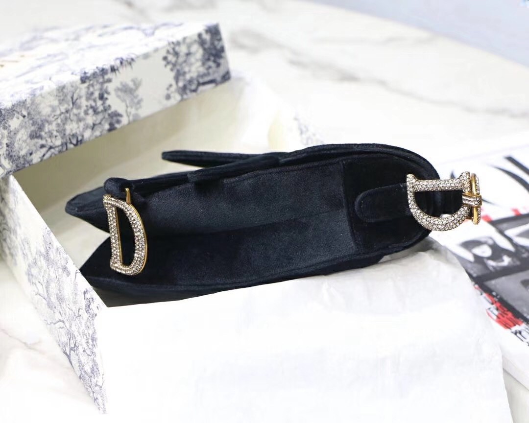 Dior Mini Saddle Bag In Black Velvet 599