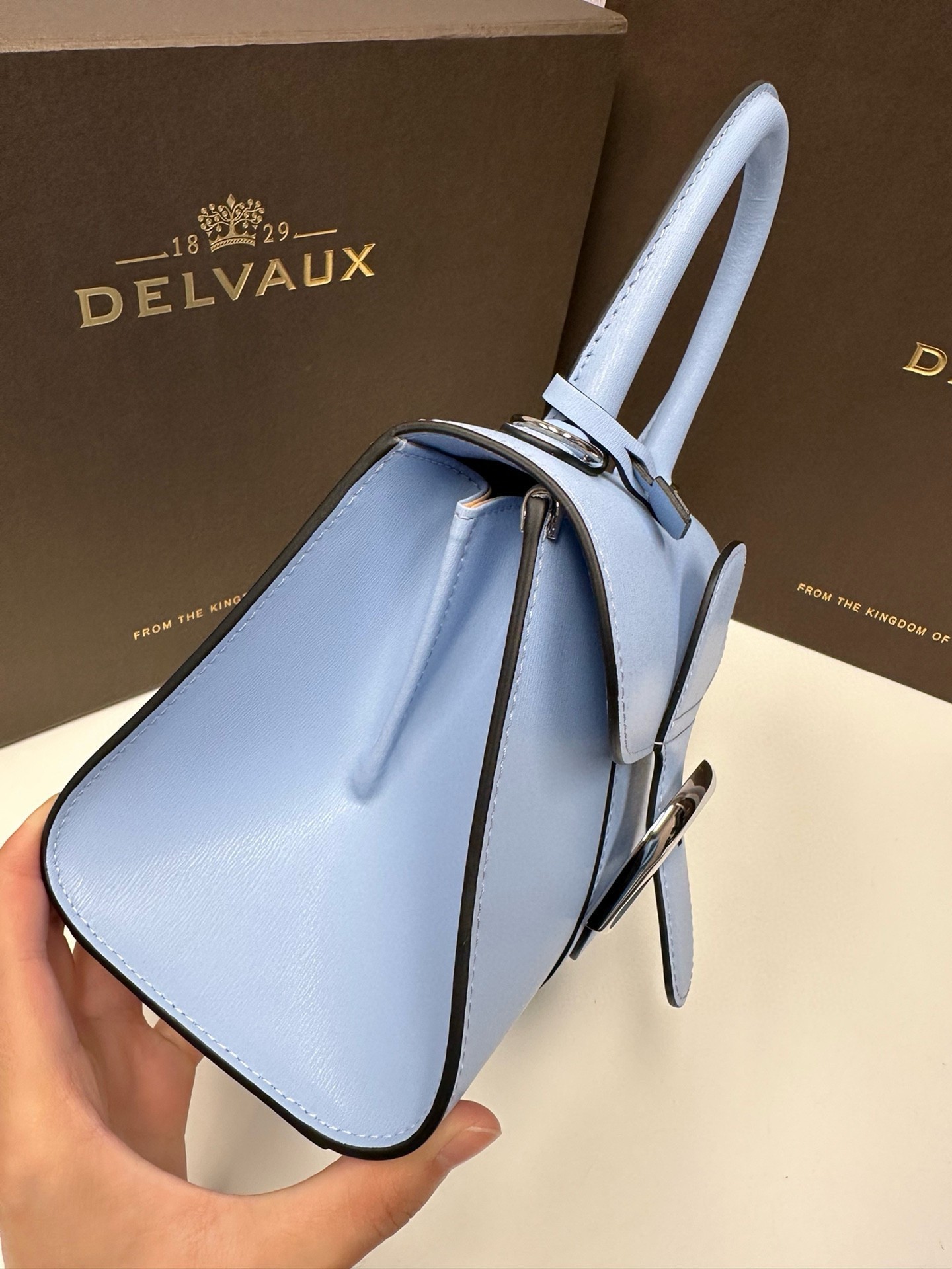 Delvaux Brillant Mini Bag in Azure Box Calf Leather 124