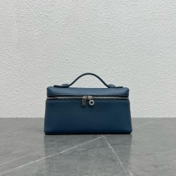 Loro Piana Extra Pocket Pouch L19 in Blue Grained Leather 771