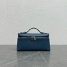 Loro Piana Extra Pocket Pouch L19 in Blue Grained Leather 771