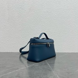 Loro Piana Extra Pocket Pouch L19 in Blue Grained Leather 771