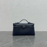 Loro Piana Extra Pocket Pouch L19 in Dark Blue Grained Leather 816