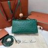 Loro Piana Extra Pocket Pouch L19 in Green Ostrich-embossed Leather 005