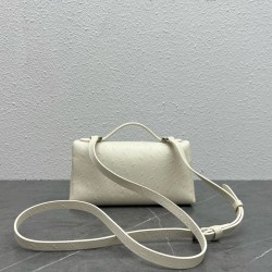 Loro Piana Extra Pocket Pouch L19 in White Ostrich-embossed Leather 124