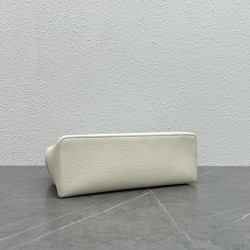 Loro Piana Extra Pocket Pouch L27 in White Grained Leather 890