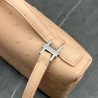 Loro Piana Extra Pocket Pouch L19 in Beige Ostrich-embossed Leather 902