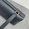 Loro Piana Extra Pocket Pouch L19 in Navy Blue Grained Leather 969