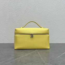 Loro Piana Extra Pocket Pouch L27 in Yellow Grained Leather 998